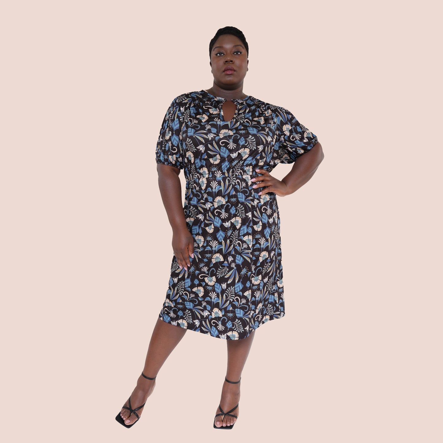 printed puff sleeve dress