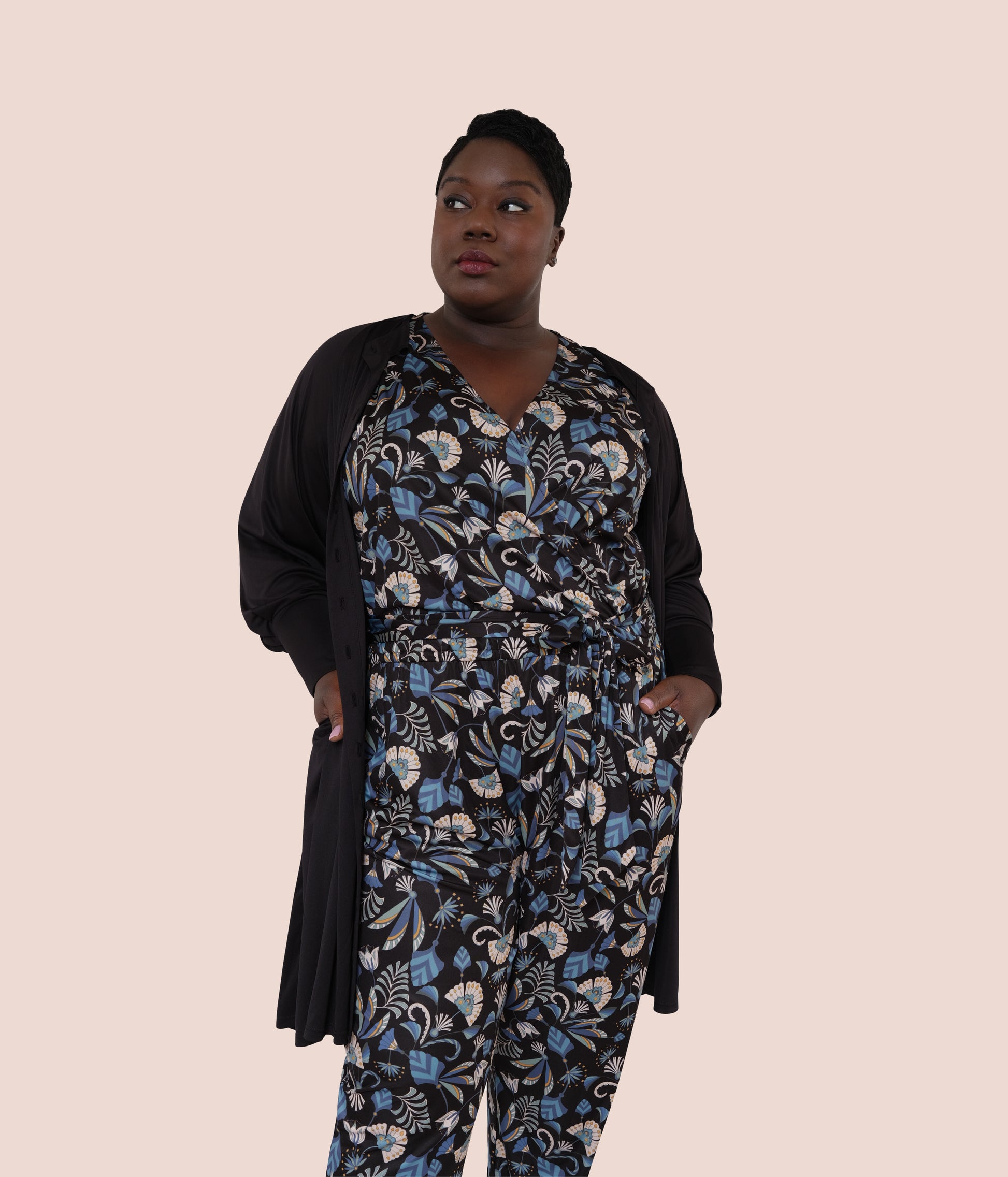 black and printed women's sustainable clothing