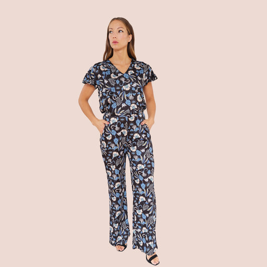 printed wide leg pant